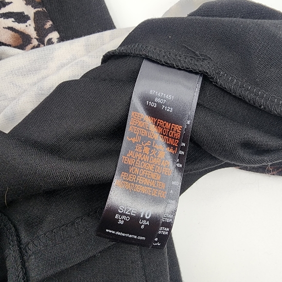 WOMENS RED HERRING US 6 UK10  BLACK MIX LEOPARD PRINT STRETCH BODYCON MIDI DRESS - Picture 9 of 10